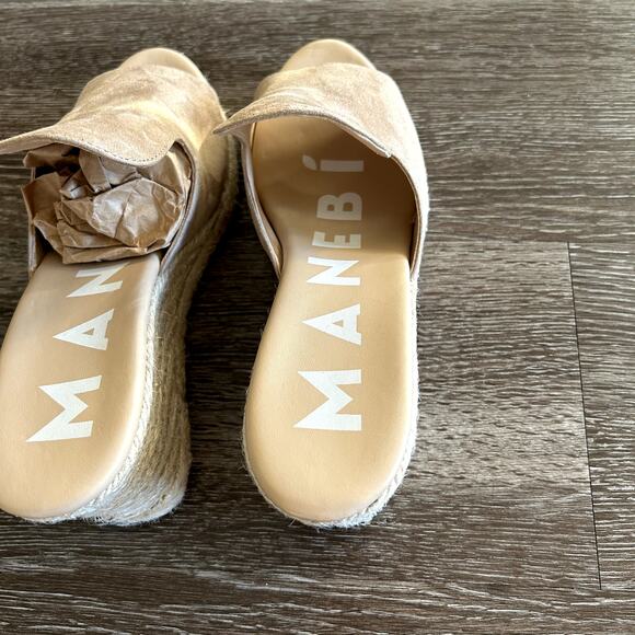 EUC Manebí Hamptons Sabot Wedge Sandals Dove Gray Suede Size 38 / US 7.5 Leather - Picture 11 of 14